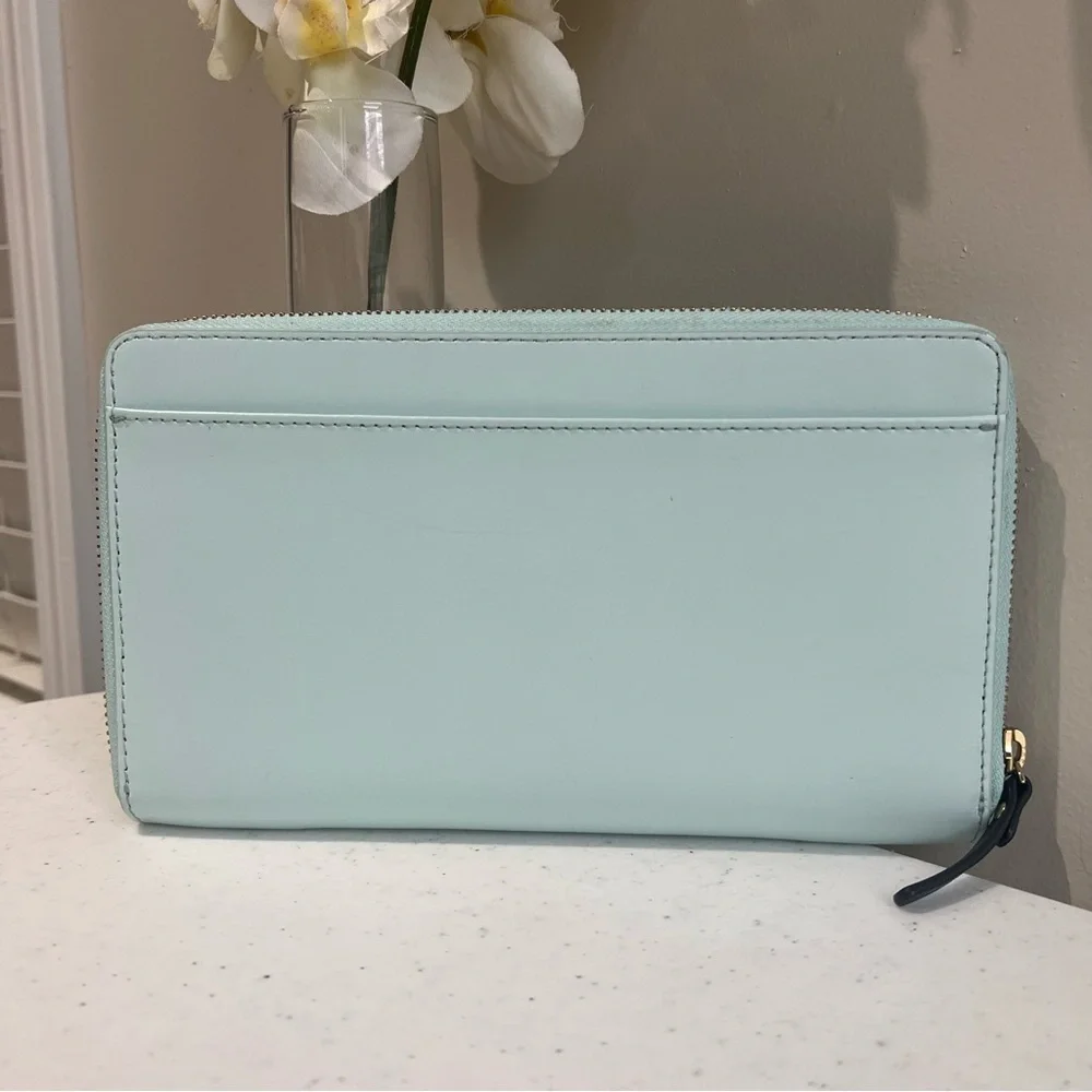 Kate Spade Graphic New Horizons Out Of Office Kaden Aqua Wallet.